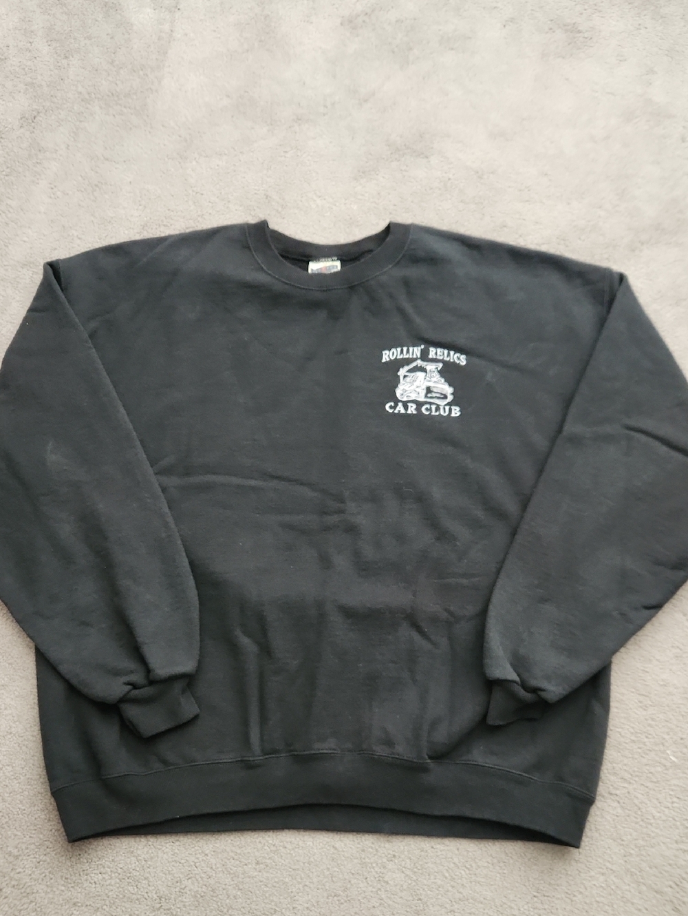 Jerzees Black Rollin' Relics Car Club Crewneck Sweatshirt - Men